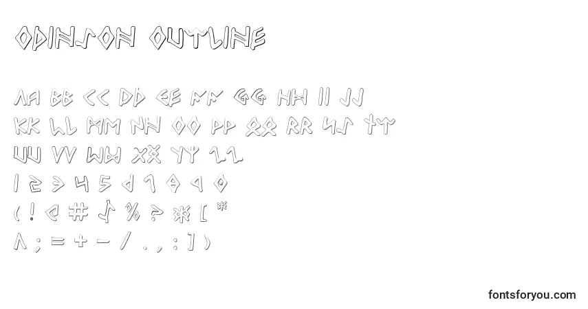 Czcionka Odinson Outline – alfabet, cyfry, specjalne znaki