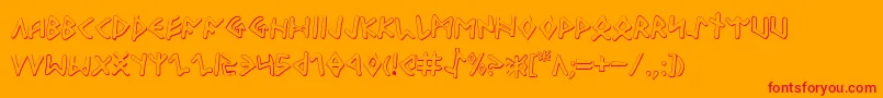 Odinson Outline-Schriftart – Rote Schriften auf orangefarbenem Hintergrund