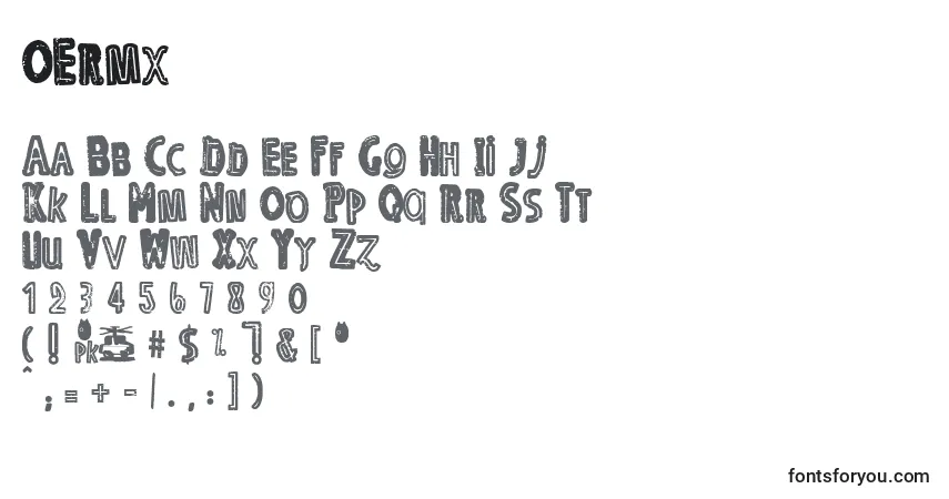 Czcionka OErmx – alfabet, cyfry, specjalne znaki