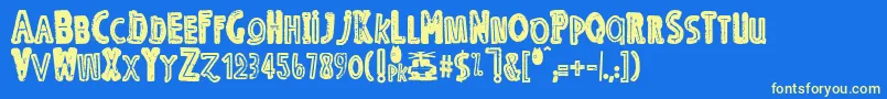 OErmx Font – Yellow Fonts on Blue Background