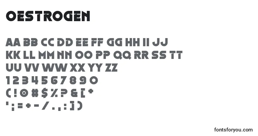Шрифт Oestrogen – алфавит, цифры, специальные символы