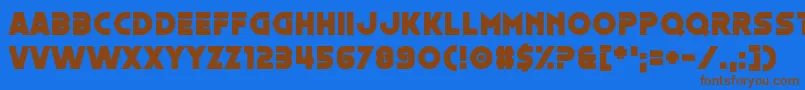 フォントOestrogen – 茶色の文字が青い背景にあります。