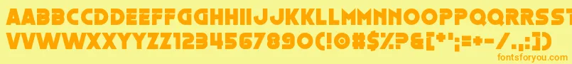 フォントOestrogen – オレンジの文字が黄色の背景にあります。