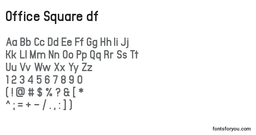 Schriftart Office Square df – Alphabet, Zahlen, spezielle Symbole