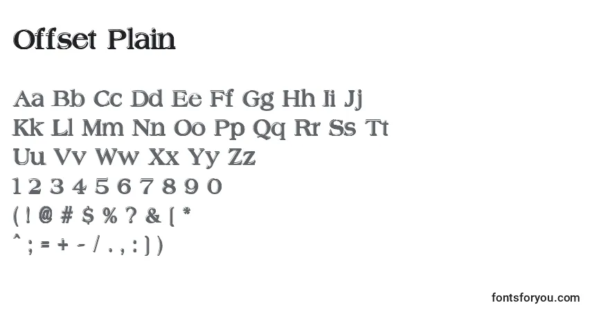 A fonte Offset Plain – alfabeto, números, caracteres especiais