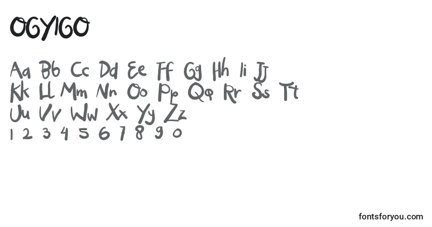 Czcionka OGYIGO – alfabet, cyfry, specjalne znaki
