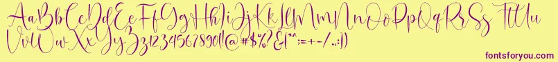 Oh Beloved Font – Purple Fonts on Yellow Background