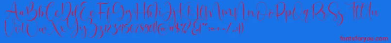 Oh Beloved-Schriftart – Rote Schriften auf blauem Hintergrund