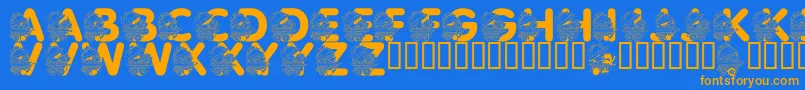 LmsPrettyBabyPony Font – Orange Fonts on Blue Background