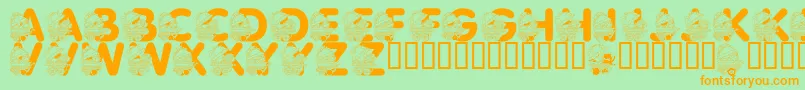 Шрифт LmsPrettyBabyPony – оранжевые шрифты на зелёном фоне
