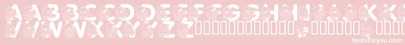 LmsPrettyBabyPony-fontti – valkoiset fontit vaaleanpunaisella taustalla