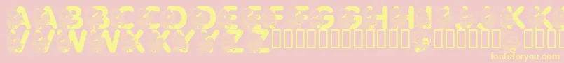 LmsPrettyBabyPony-Schriftart – Gelbe Schriften auf rosa Hintergrund