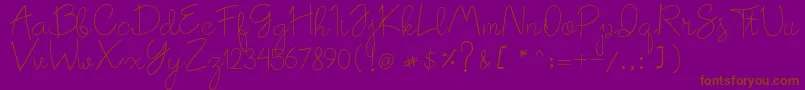 oh candy-Schriftart – Braune Schriften auf violettem Hintergrund