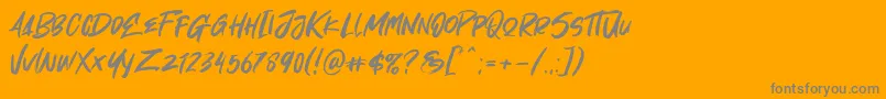 Saiba mais sobre a fonte Oh Now Fonte Oh Now – fontes cinzas em um fundo laranja