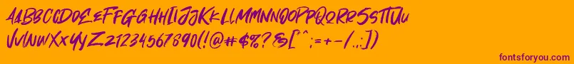 Saiba mais sobre a fonte Oh Now Fonte Oh Now – fontes roxas em um fundo laranja