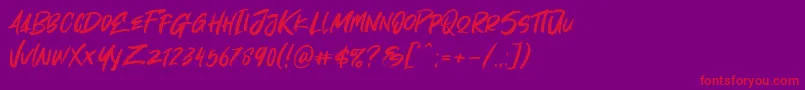 Oh Now-Schriftart – Rote Schriften auf violettem Hintergrund