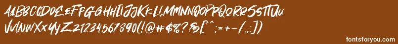 Weitere Informationen zur Oh Now-Schriftart Oh Now-Schriftart – Weiße Schriften auf braunem Hintergrund