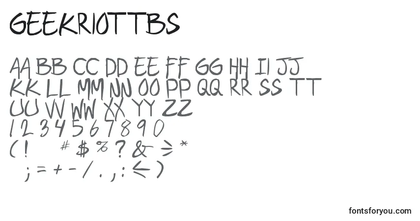 Czcionka Geekriottbs – alfabet, cyfry, specjalne znaki