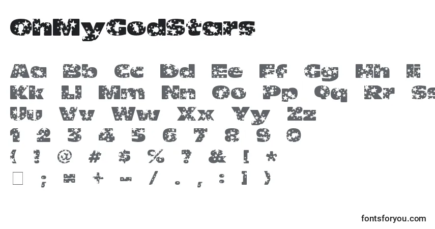 Schriftart OhMyGodStars (135954) – Alphabet, Zahlen, spezielle Symbole