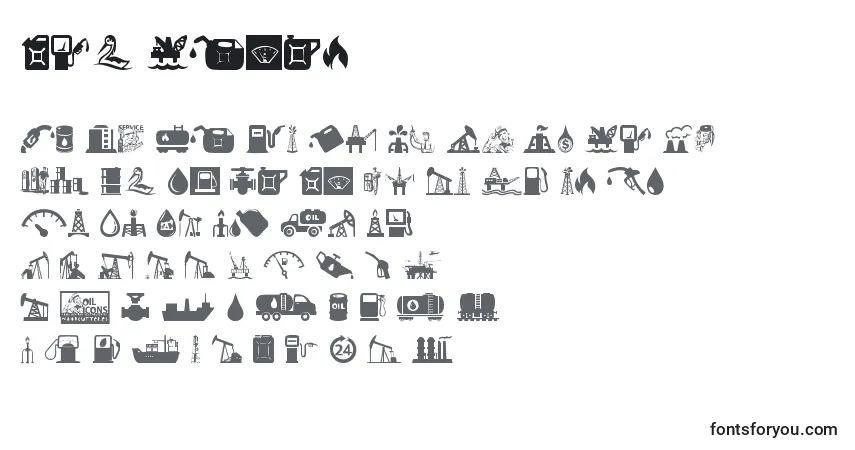Czcionka Oil Icons – alfabet, cyfry, specjalne znaki