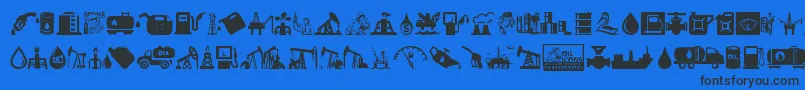 Oil Icons Font – Black Fonts on Blue Background