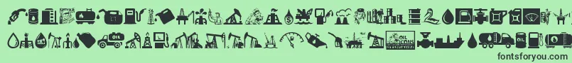 Oil Icons Font – Black Fonts on Green Background