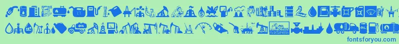 Oil Icons Font – Blue Fonts on Green Background