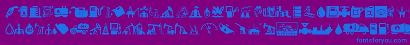 Oil Icons-Schriftart – Blaue Schriften auf violettem Hintergrund