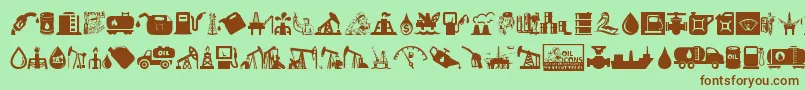 Oil Icons Font – Brown Fonts on Green Background