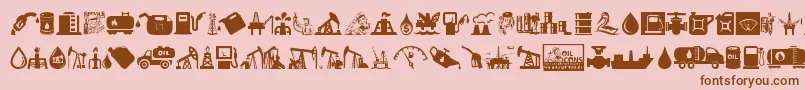 Oil Icons Font – Brown Fonts on Pink Background
