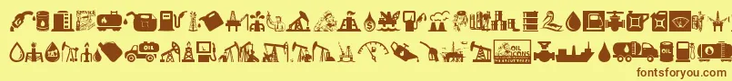 Oil Icons Font – Brown Fonts on Yellow Background