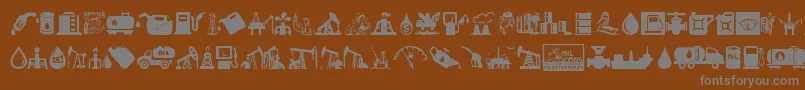 Oil Icons-Schriftart – Graue Schriften auf braunem Hintergrund
