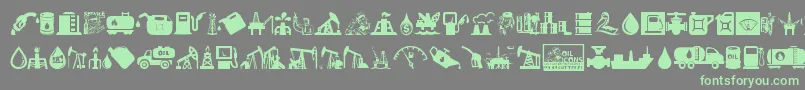 Oil Icons-Schriftart – Grüne Schriften auf grauem Hintergrund