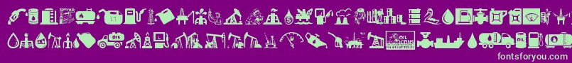 Oil Icons-Schriftart – Grüne Schriften auf violettem Hintergrund