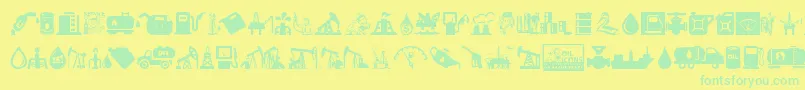 Oil Icons Font – Green Fonts on Yellow Background
