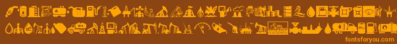 Oil Icons Font – Orange Fonts on Brown Background