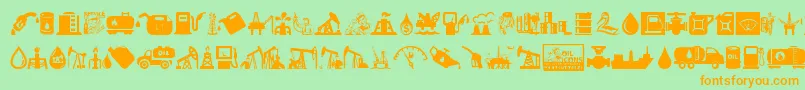 Oil Icons Font – Orange Fonts on Green Background