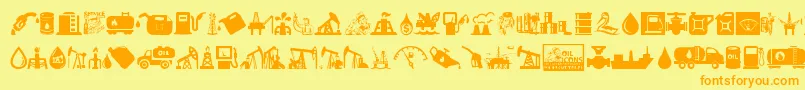 Oil Icons Font – Orange Fonts on Yellow Background