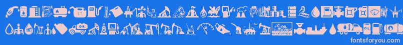 Oil Icons Font – Pink Fonts on Blue Background