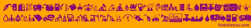 Oil Icons Font – Purple Fonts on Orange Background