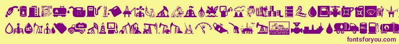 Oil Icons-Schriftart – Violette Schriften auf gelbem Hintergrund