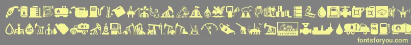 Oil Icons-Schriftart – Gelbe Schriften auf grauem Hintergrund