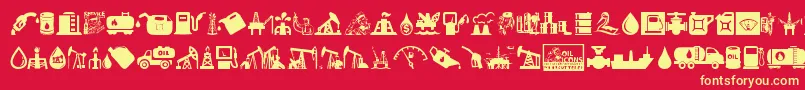 Oil Icons Font – Yellow Fonts on Red Background