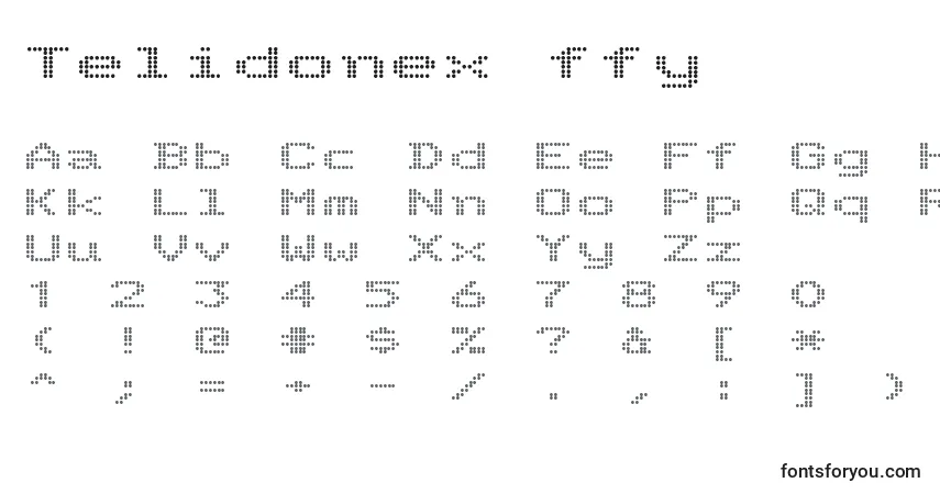 Schriftart Telidonex ffy – Alphabet, Zahlen, spezielle Symbole