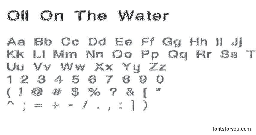 Schriftart Oil On The Water – Alphabet, Zahlen, spezielle Symbole