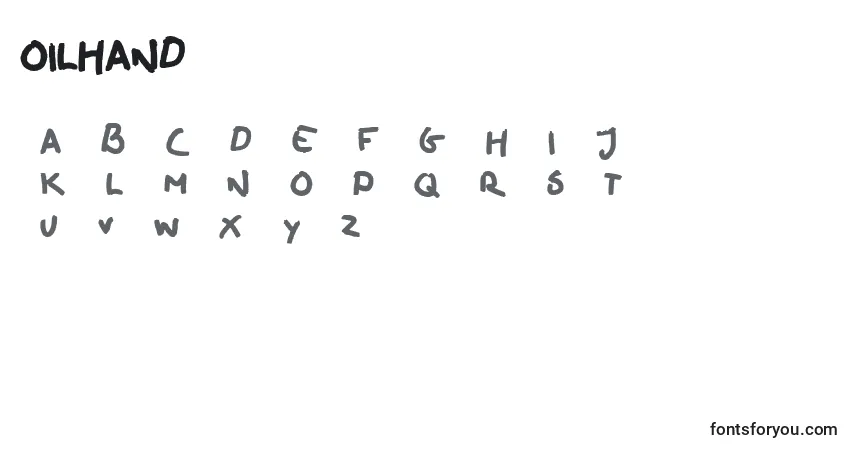 Schriftart Oilhand (135961) – Alphabet, Zahlen, spezielle Symbole