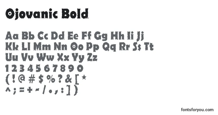 Schriftart Ojovanic Bold – Alphabet, Zahlen, spezielle Symbole