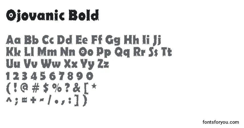 Schriftart Ojovanic Bold (135963) – Alphabet, Zahlen, spezielle Symbole