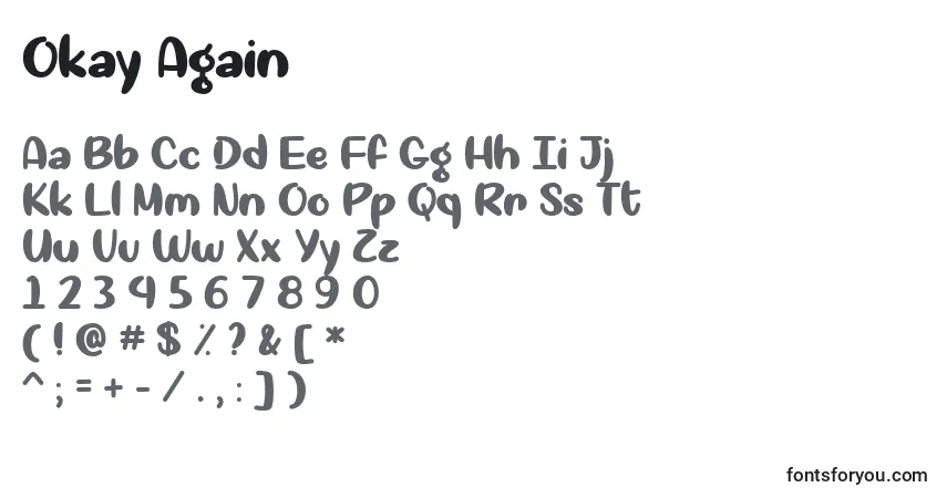 Czcionka Okay Again   – alfabet, cyfry, specjalne znaki