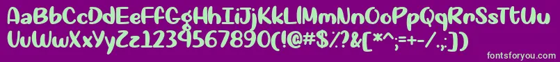 Okay Again  -fontti – vihreät fontit violetilla taustalla